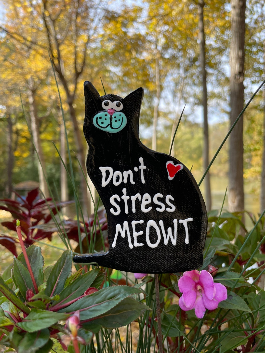 3 Pack Metal Cat Garden Statues Black Cat Silhouette Cat