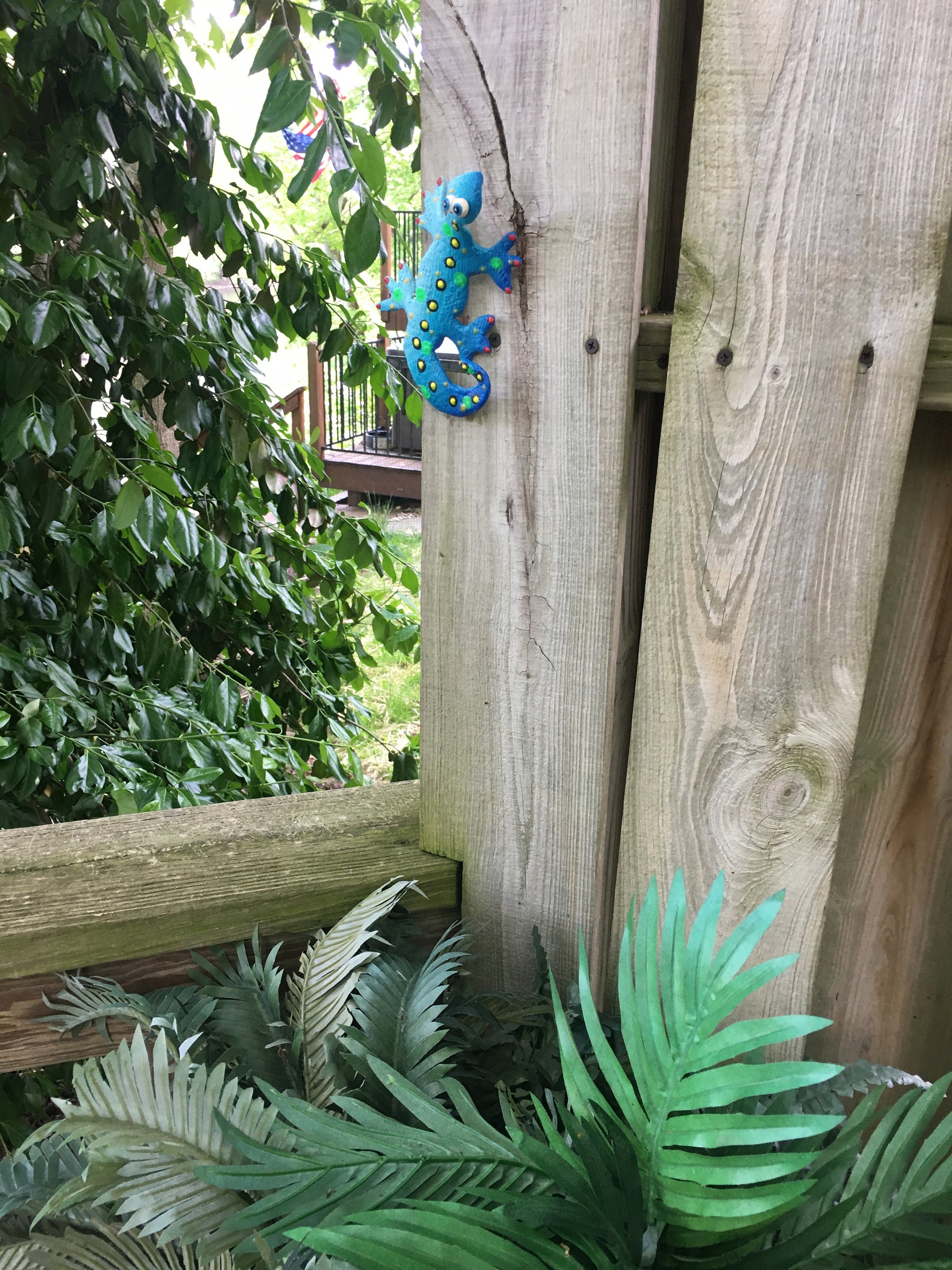 Gecko, Lizard Outdoor Wall Decor, Tropical Gecko Tree Fence, Wall Decoration, Salmander Outdoor ...