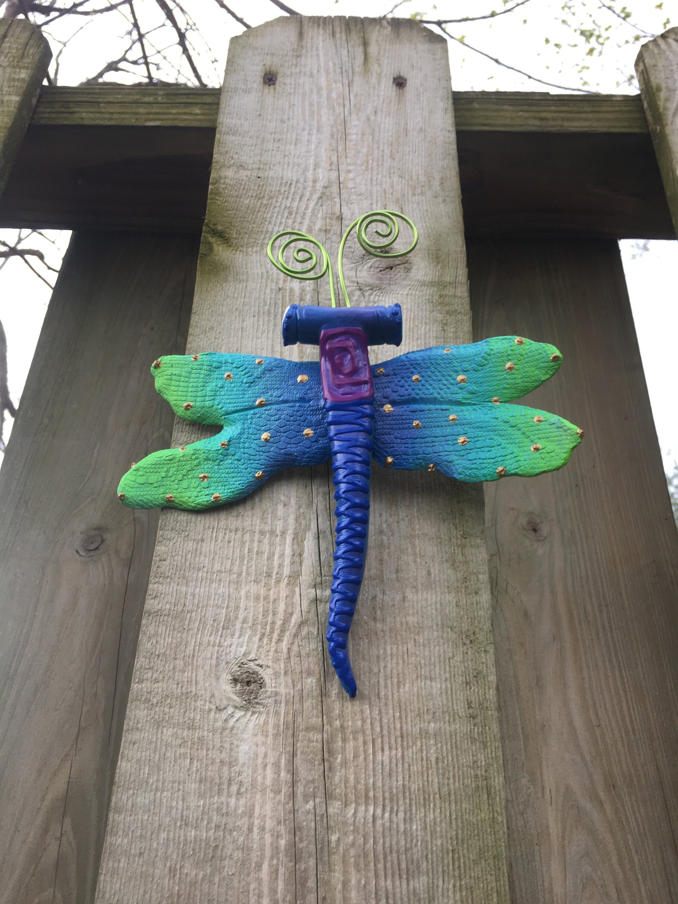 Dragonfly Fence ArtCeramic Hanging DragonfliesFence Wall