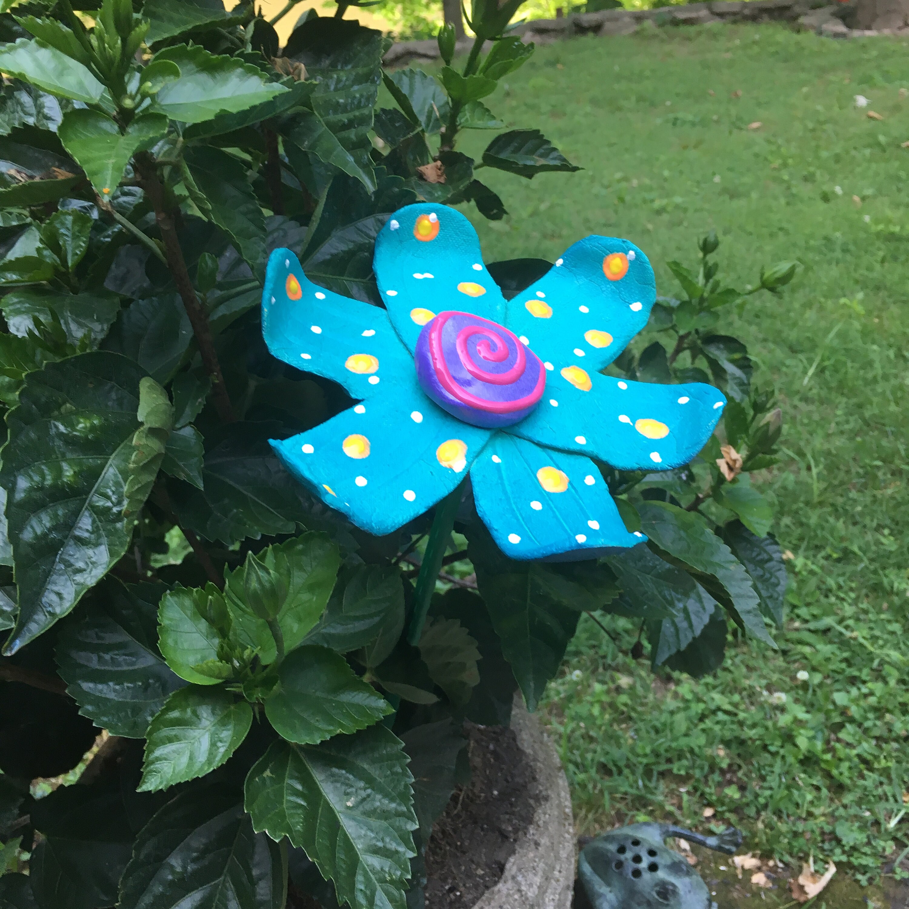 Ceramic Garden Art Flower, Garden Stakes,Lawn decor,Outdoor garden