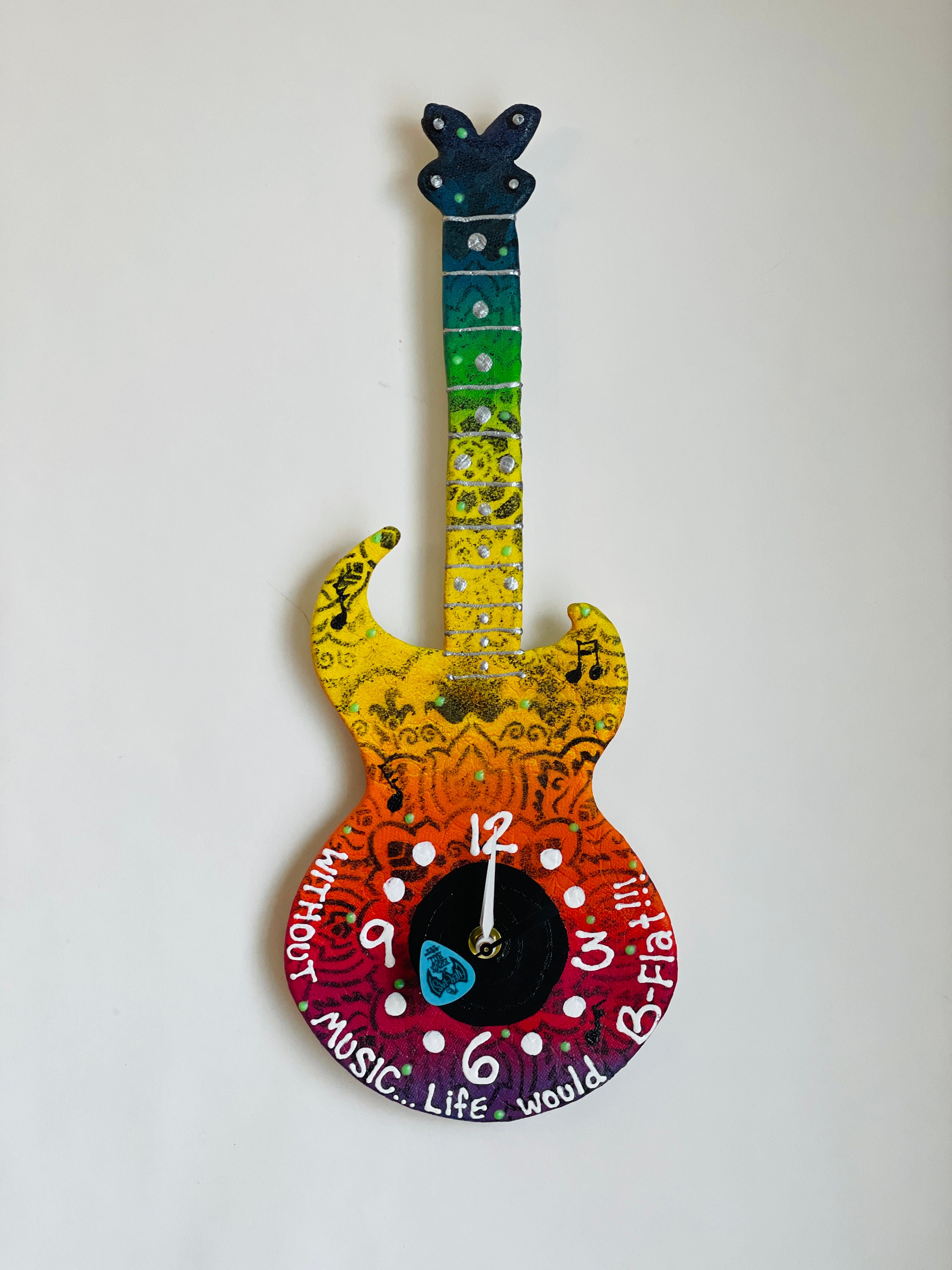 GUITAR Wall Clock, Hey Music! Thanks for the THERAPY! Ceramic Wall