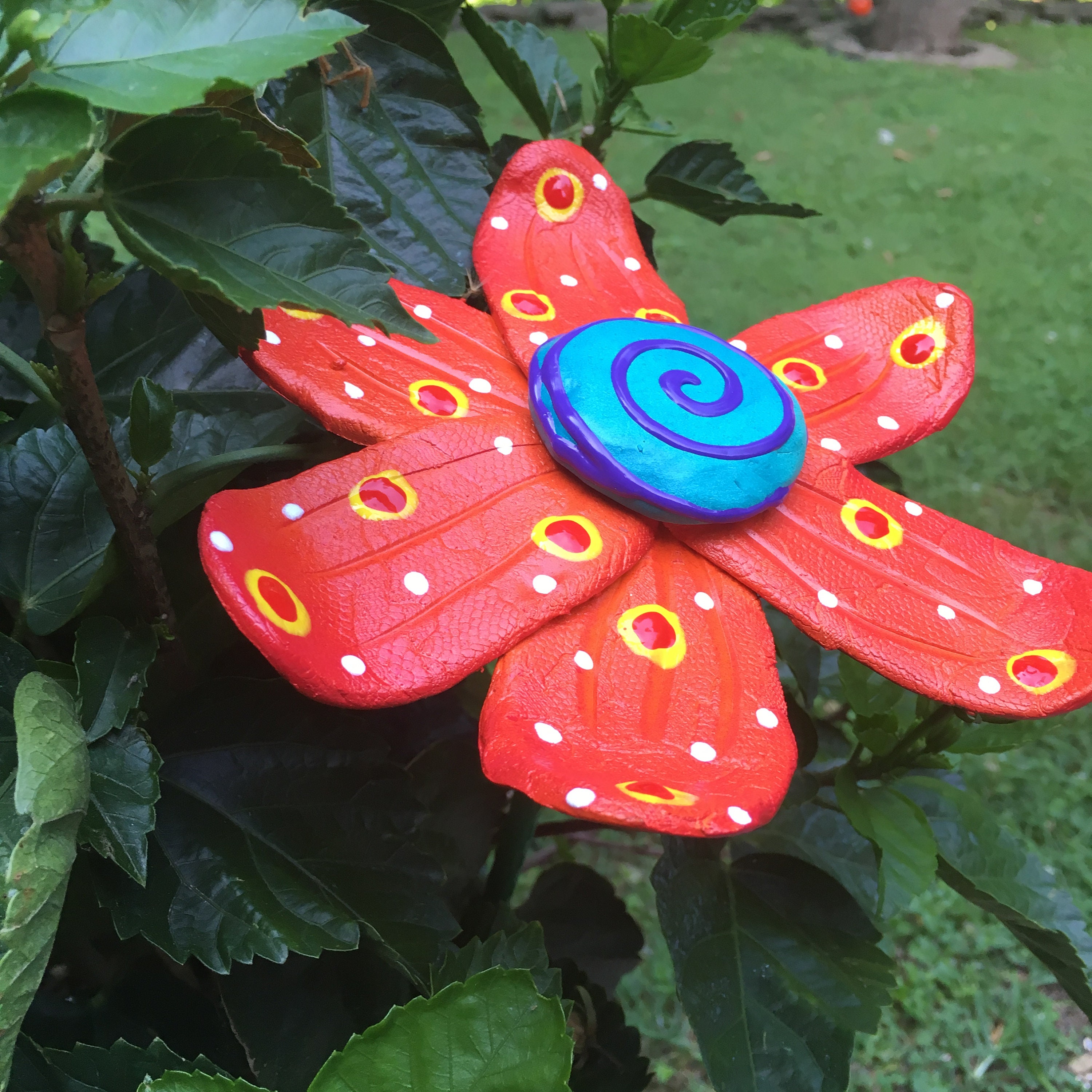 Ceramic Garden Art Flower, Garden Stakes,Lawn decor,Outdoor garden