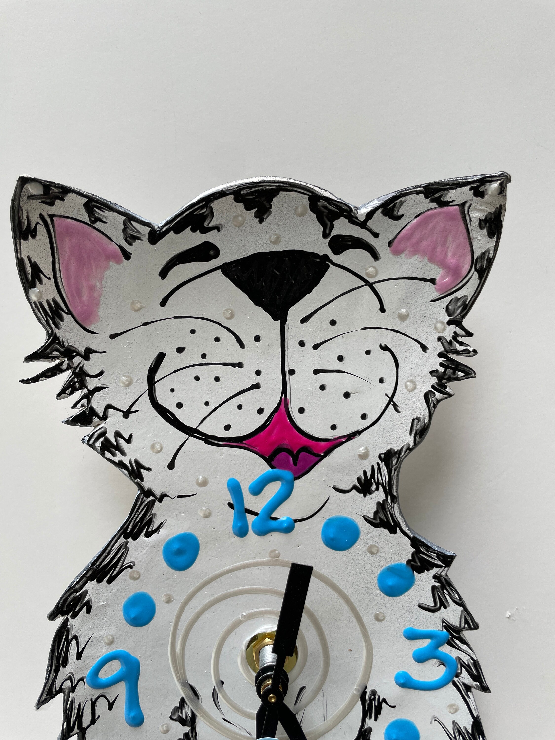 Cat Pendulum Wall Clock with Swinging Tail Cat Lover Gift KITTYCAT