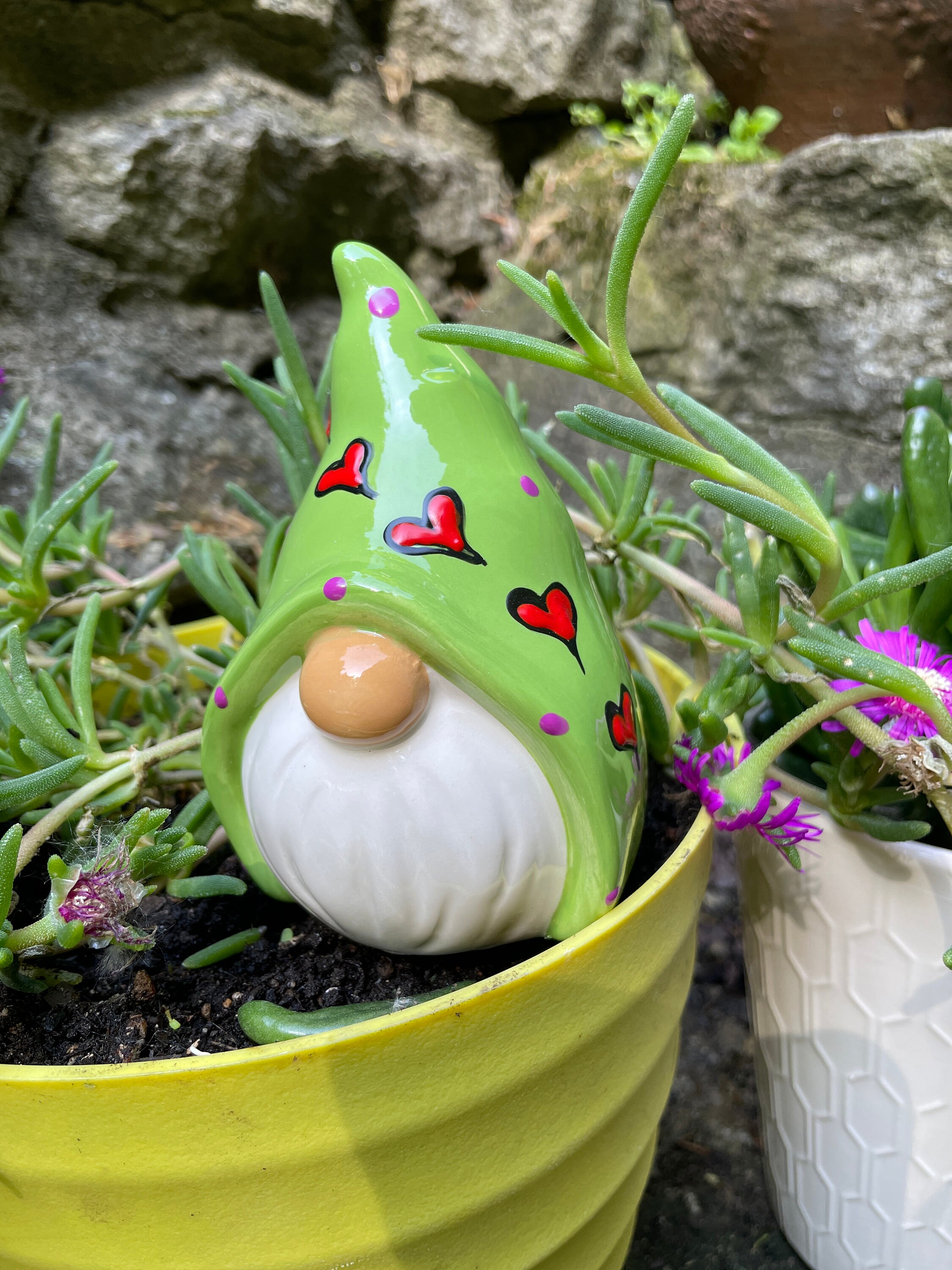 Garden Gnome With Hearts Gnome Decor Fairy Outdoor Statue Figurine For