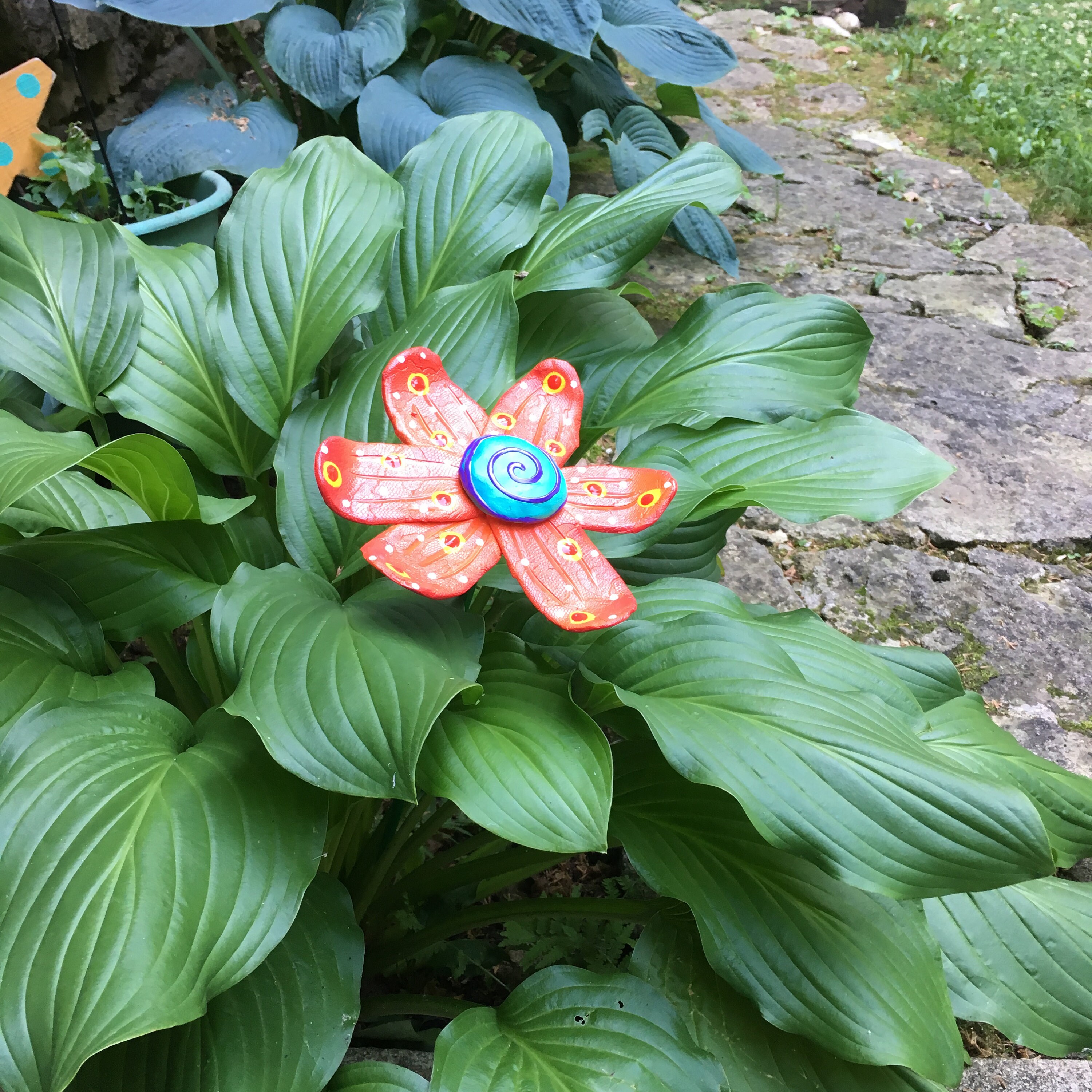 Ceramic Garden Art Flower, Garden Stakes,Lawn decor,Outdoor garden Stake,Garden Decor,Ceramic