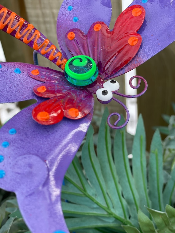 Metal Purple Mum Pot Plant Stake 3D Yard Art Garden Outdoor Flower Patio Decor Metal Purple Mum Pot Plant Stake 3D Yard Art Garden Outdoor Flower Patio Decor
