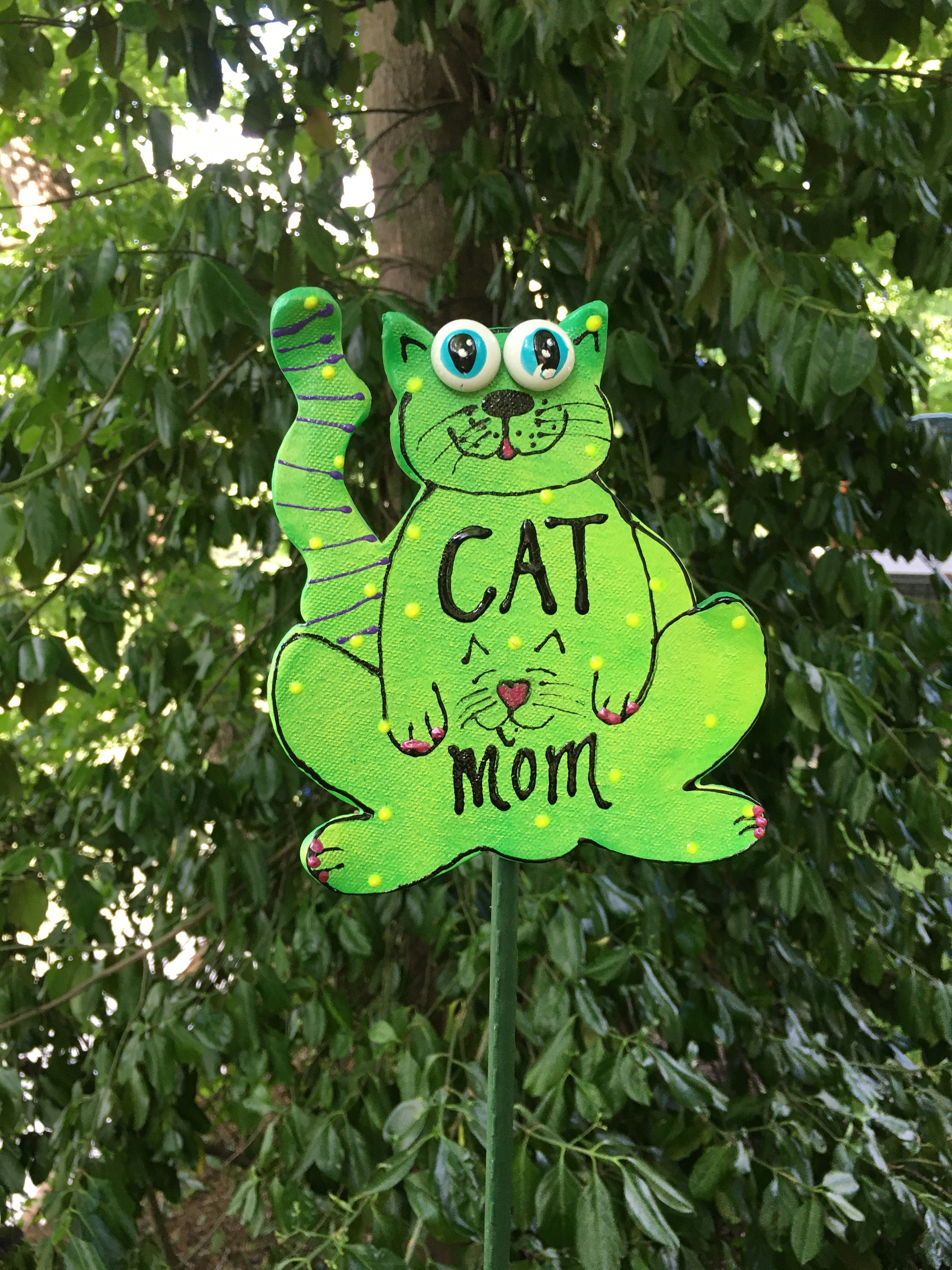 CAT Garden Art,Garden Decor, Cat Mom, Garden Stakes, Garden Statues