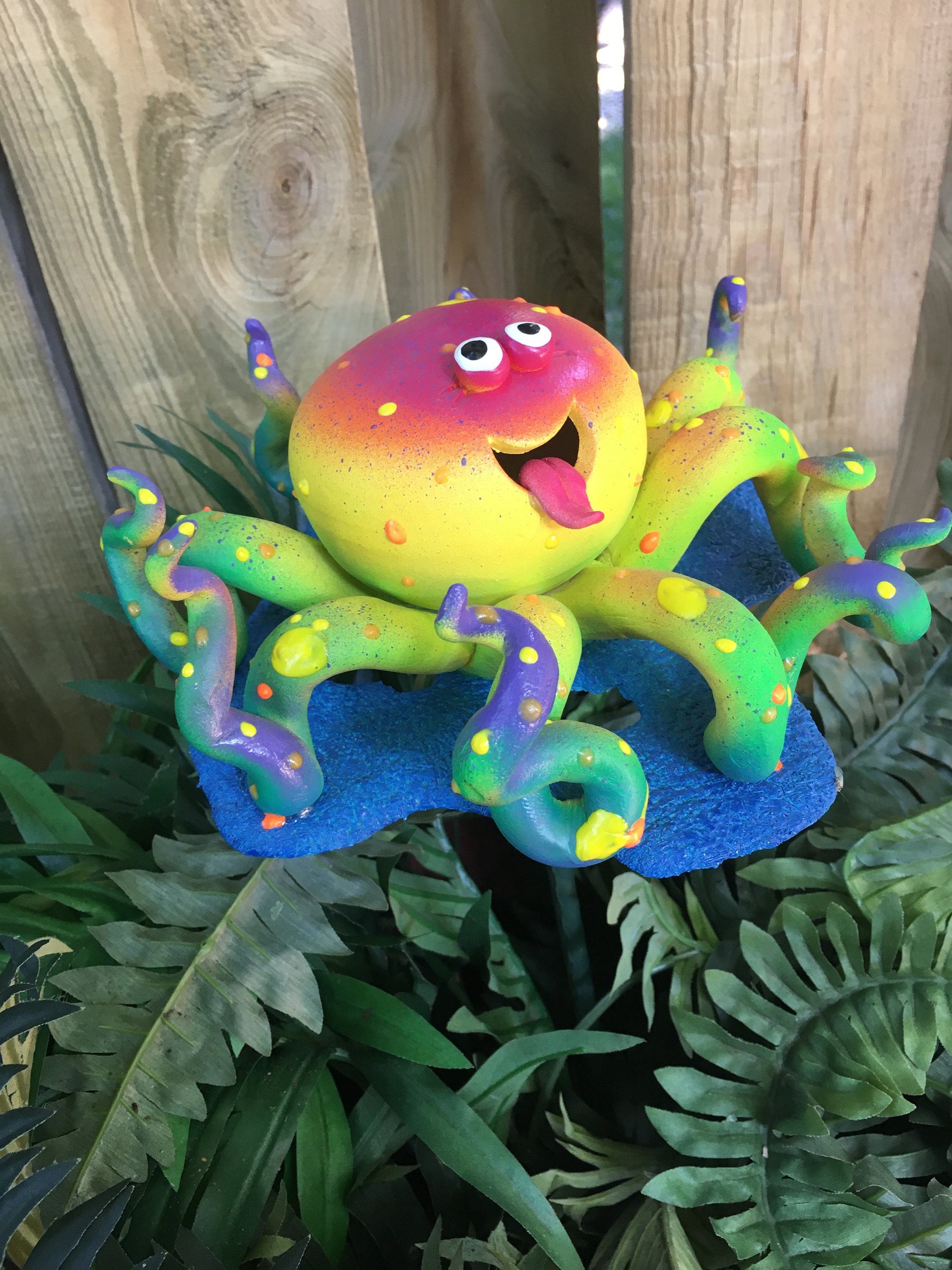 Octopus Garden Stake, Garden Decor, Whimsical Octopus Sculpture, Garden