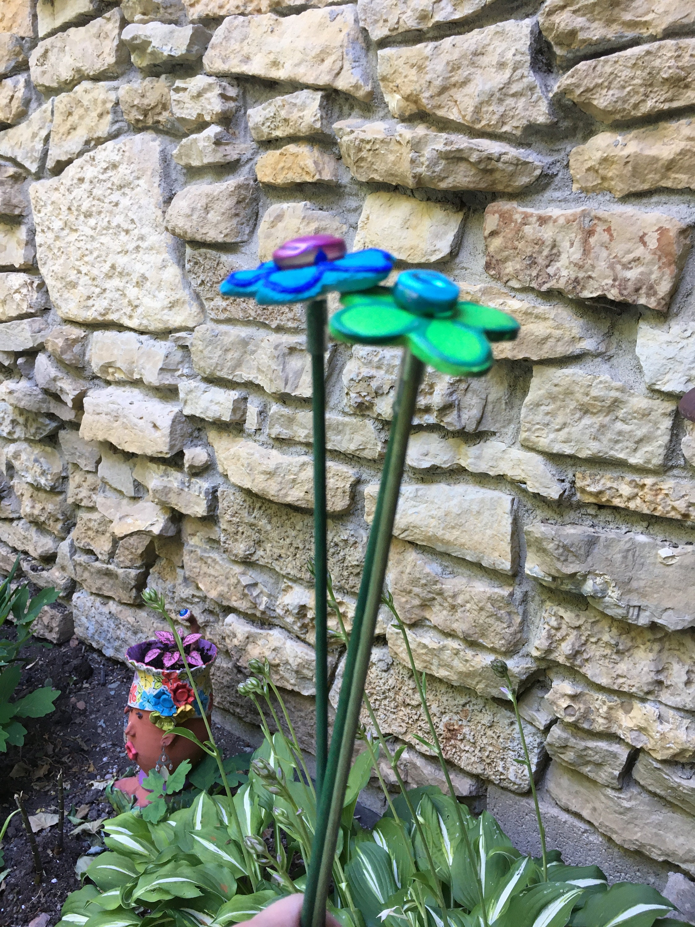 Piquets De Jardin Féeriques En Acrylique - Figurines 2D Avec Support - 19x30 Cm - Résistants Aux Intempéries - Vert
