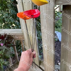 Set of 3 Mini Poppy Flower stakes,Poppy Flower Pot Cluster,Garden Stakes,Potted plants,Mother's Day Gift,Outdoor Garden Decor image 5