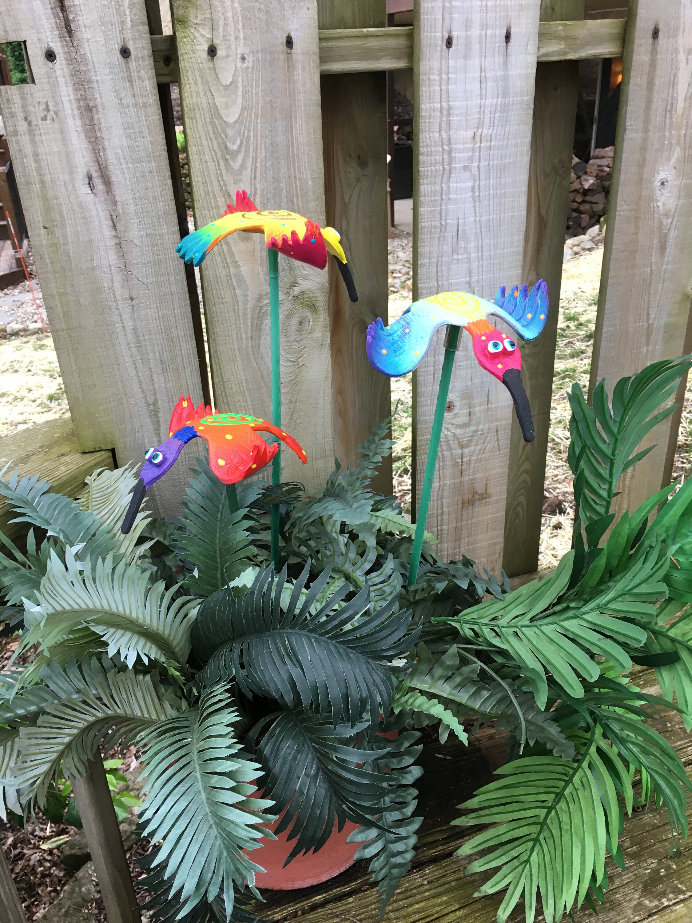 3 x Hummingbird,Garden Decor, Gifts For Gardeners, Garden Stakes, Garden Statues, Hummingbird