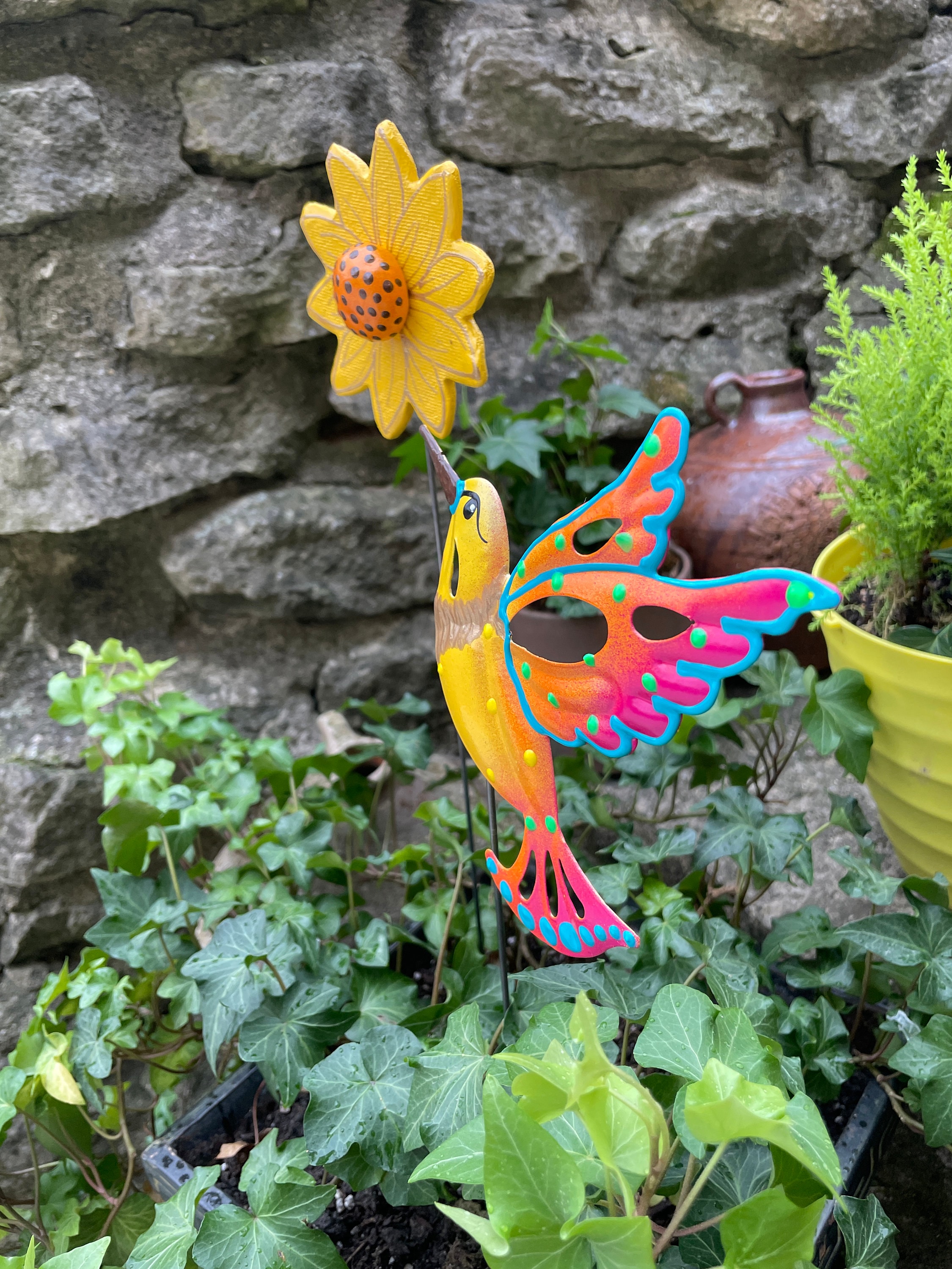 Hummingbird and SunFlower Garden Stakes, Gift,Metal Yard Art,Garden,Outdoor Decor,Gift For Moms