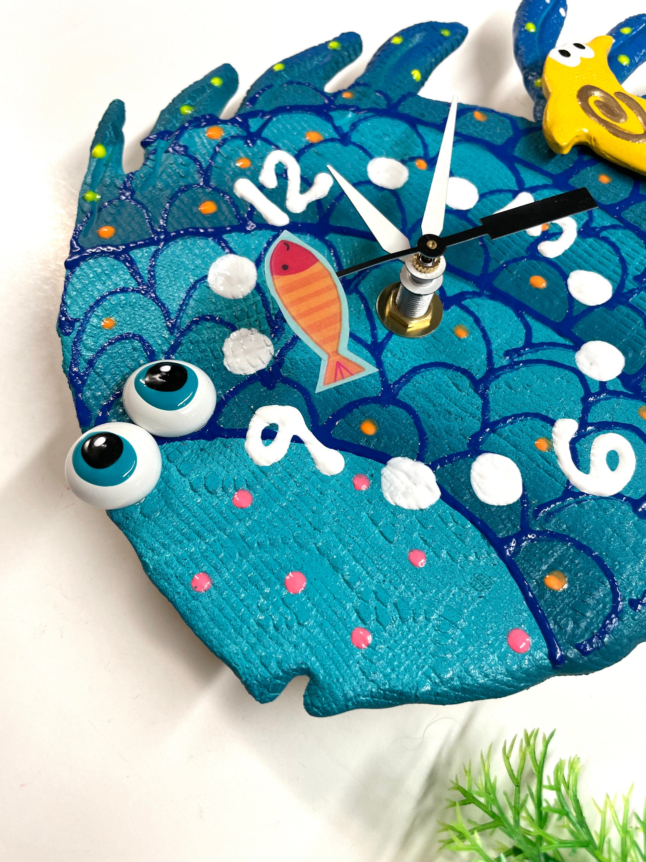 Fish Wall Clock Blowfish Clock,Wall Art Beach House Wall art nautical