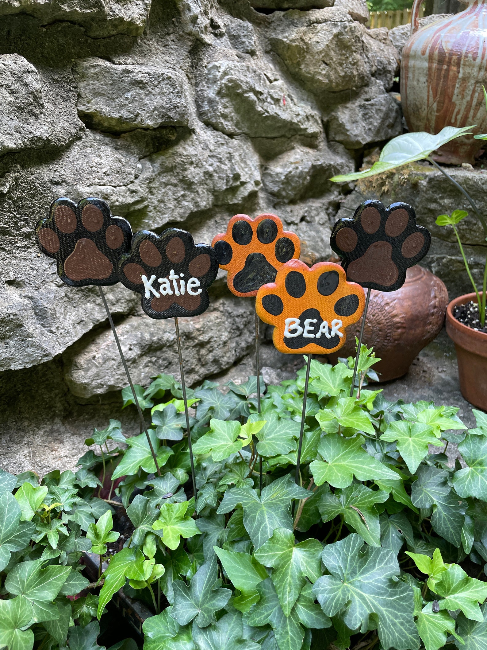Paw Print Pet Memorial Garden Stake Cat Dog Memorial Garden Etsy