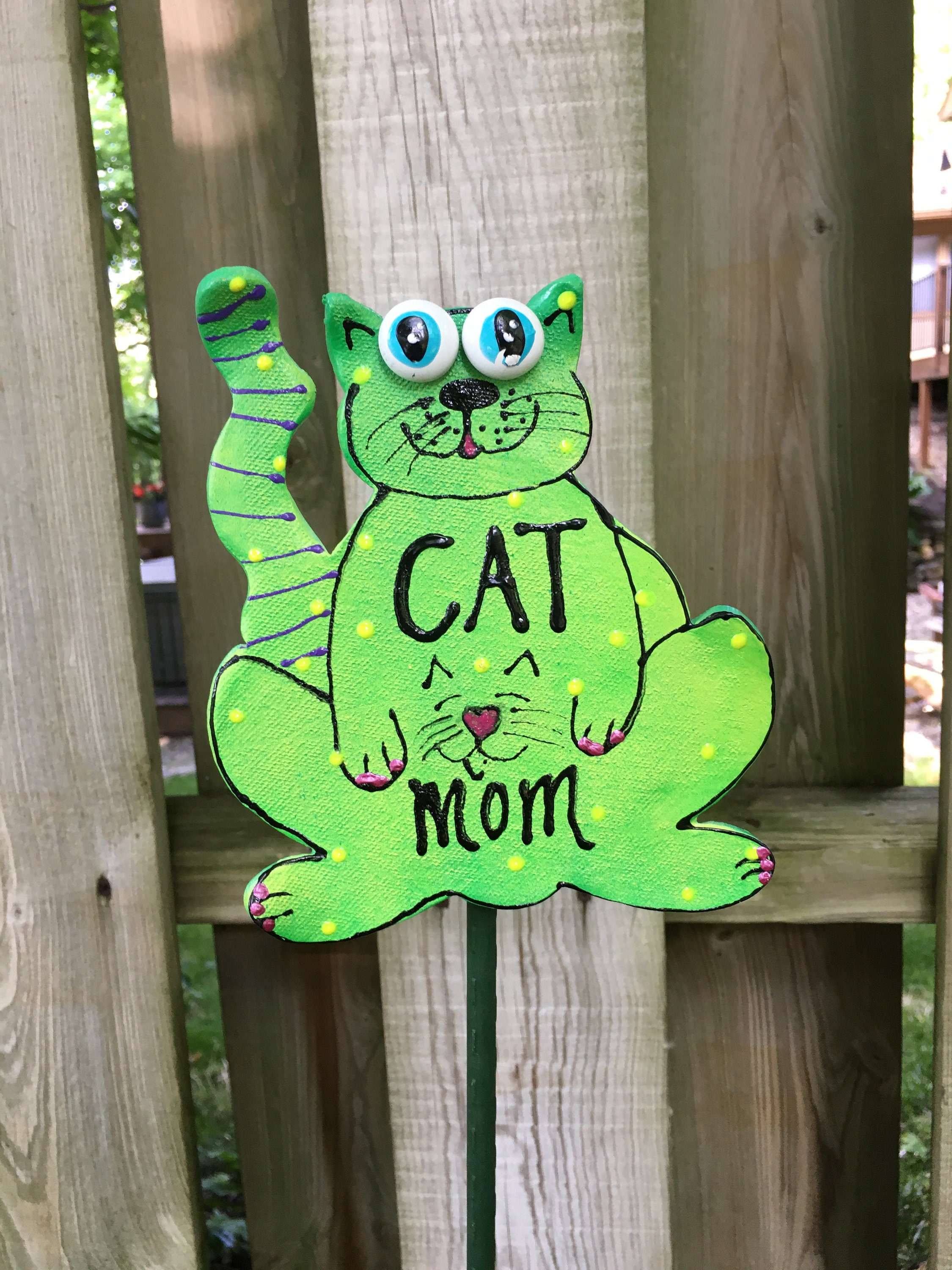 CAT Garden Art,Garden Decor, Cat Mom, Garden Stakes, Garden Statues