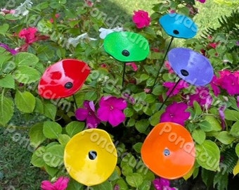 6 Mini Rainbow Poppy Flower Plant Stakes, Poppy Flower Pot Cluster,Potted plants, Great Gift,Lawn decor,Rainbow Pride Gift