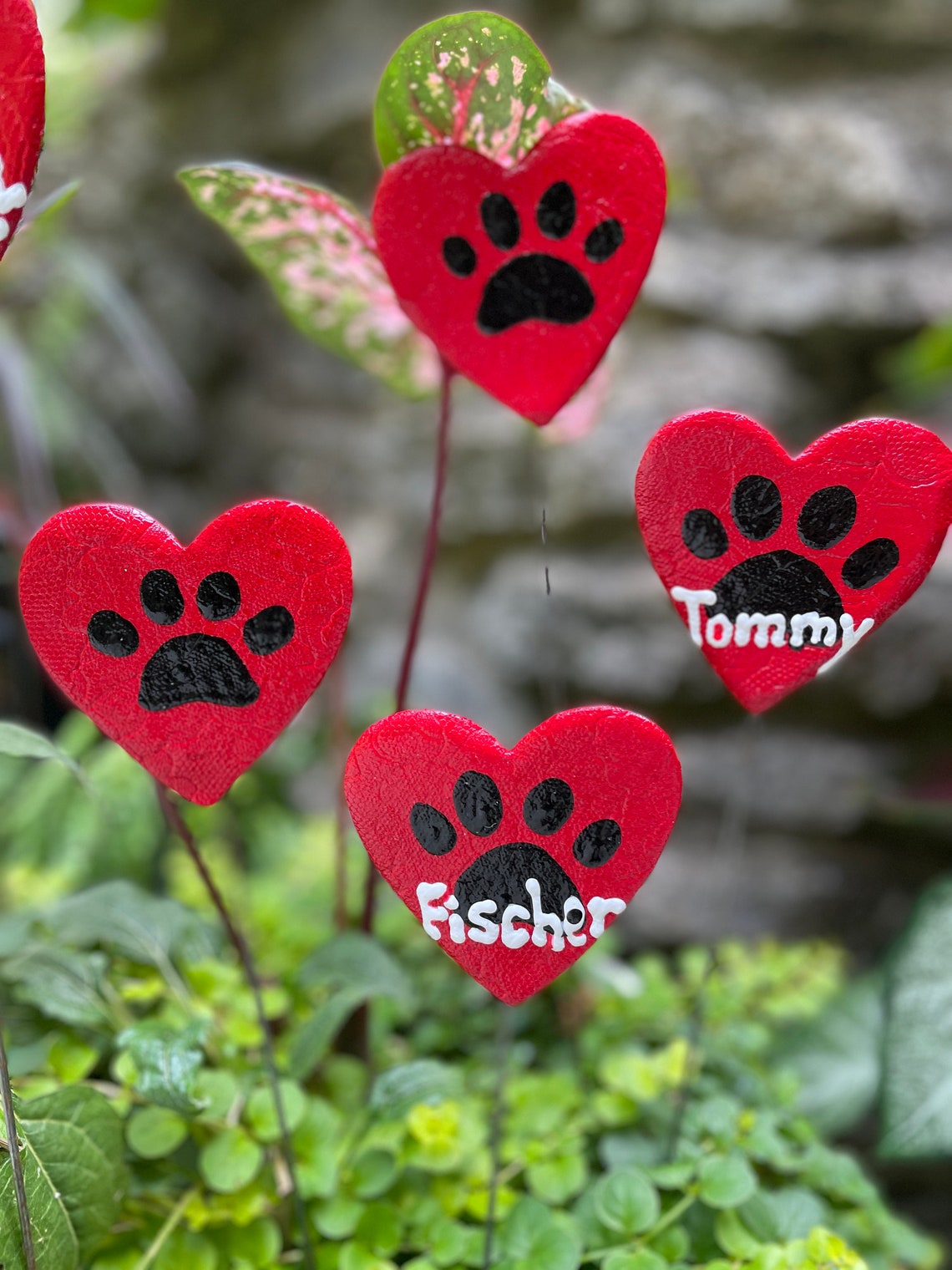 Red Heart Pet Memorial Garden Stake Cat Dog Memorial Garden Etsy