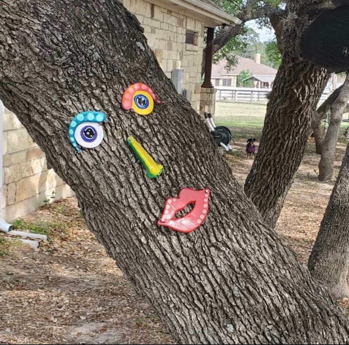 Décoration d'arbre de Noël en plein air, visage d'arbre, cadeau pour maman,  papa et jardiniers, décorations de Noël en plein air, art de la cour,  cadeau fantaisiste de jardin de fées 