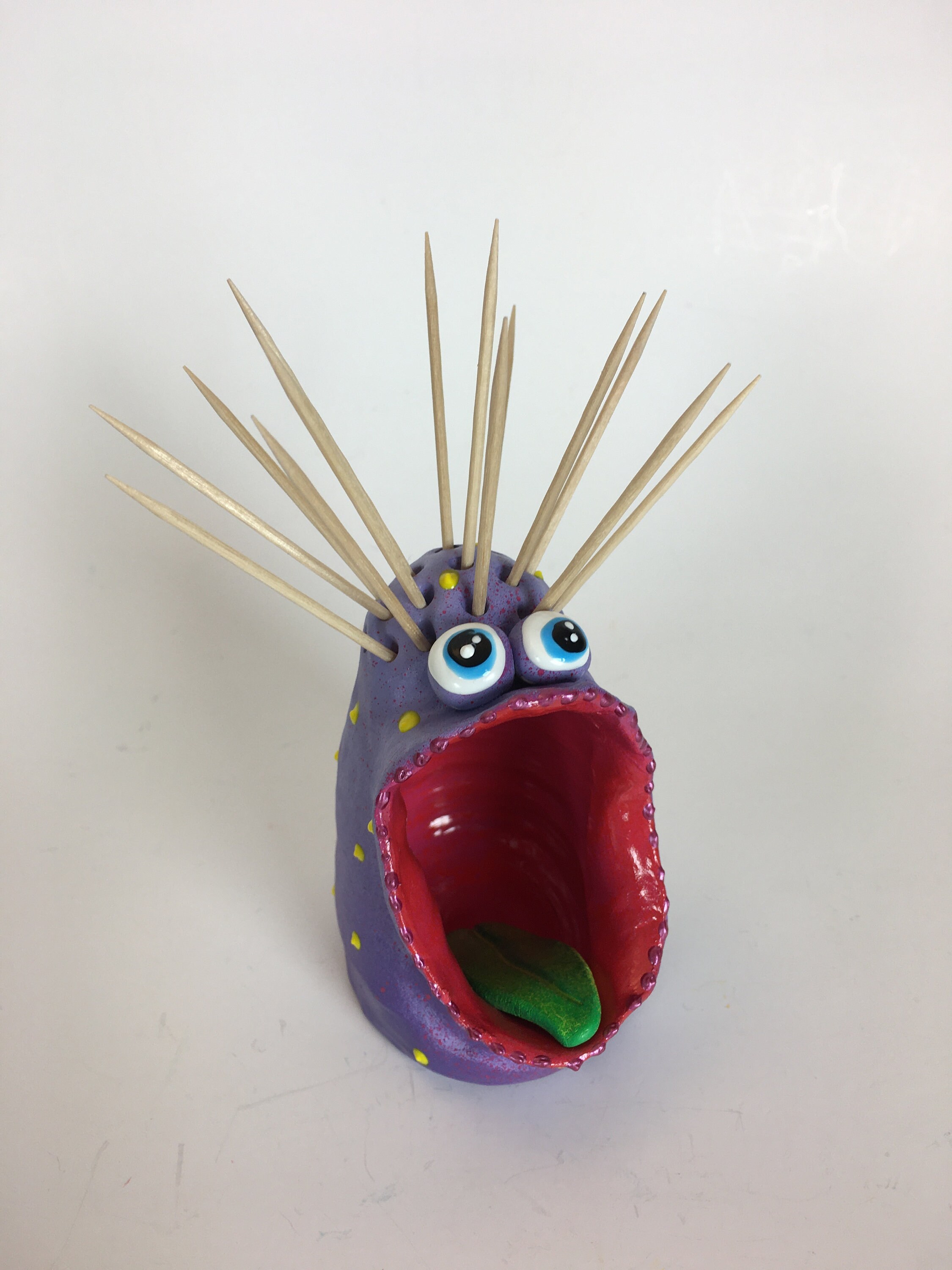 Toothpick Holder, Hand made Ceramic Alien Head toothpick holder, Home