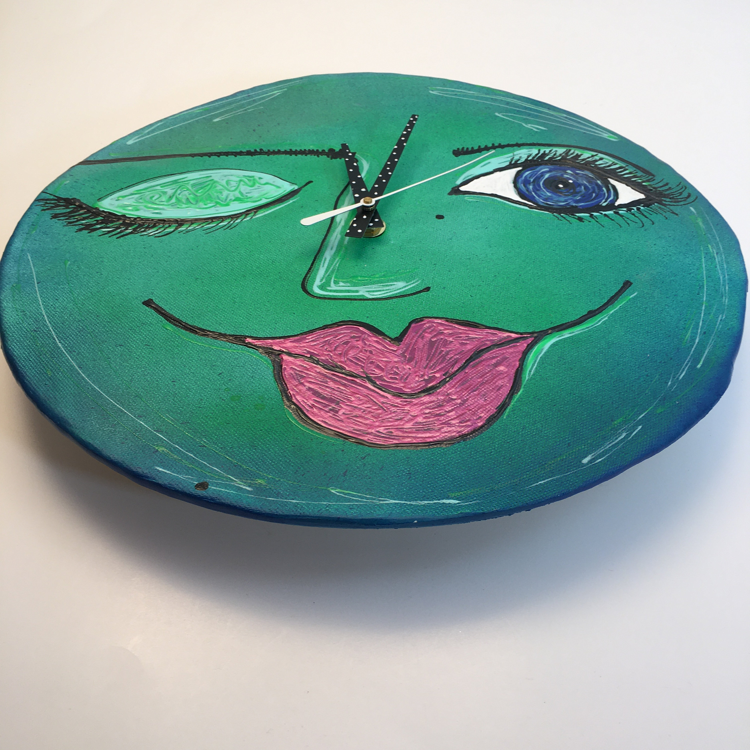 Face Clock,Modern Wall Clock, Ceramic Face Clock, Unique Clock