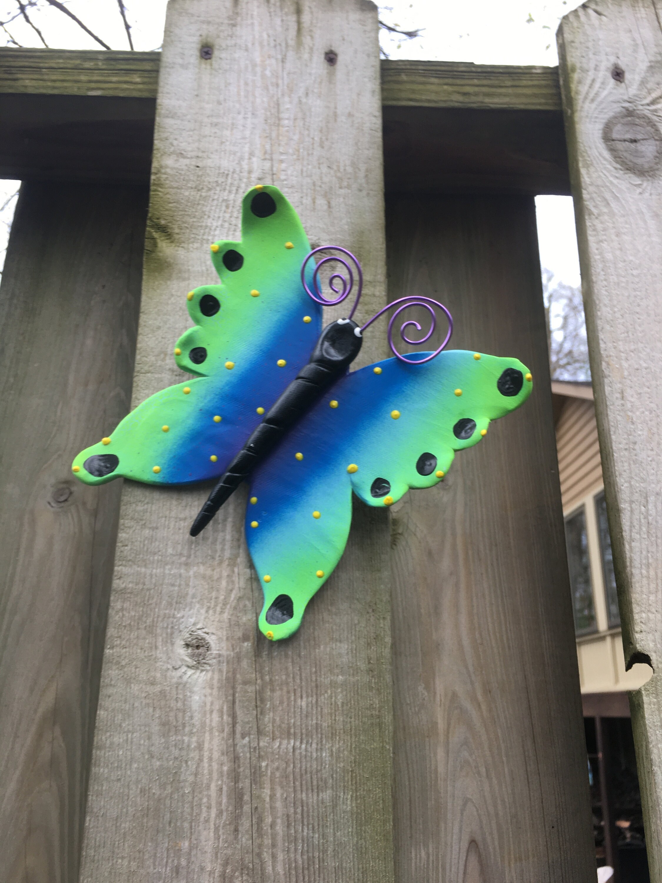 Butterfly Fence ArtSet of FiveCeramic Hanging ButterfliesFence Wall