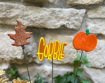 Fall Decor Thanksgiving Set of 3 Garden Stakes  Fall Decoration Outdoor Fall and Thanksgiving Decoration Outdoor Fall Pumpkin Autumn Decor