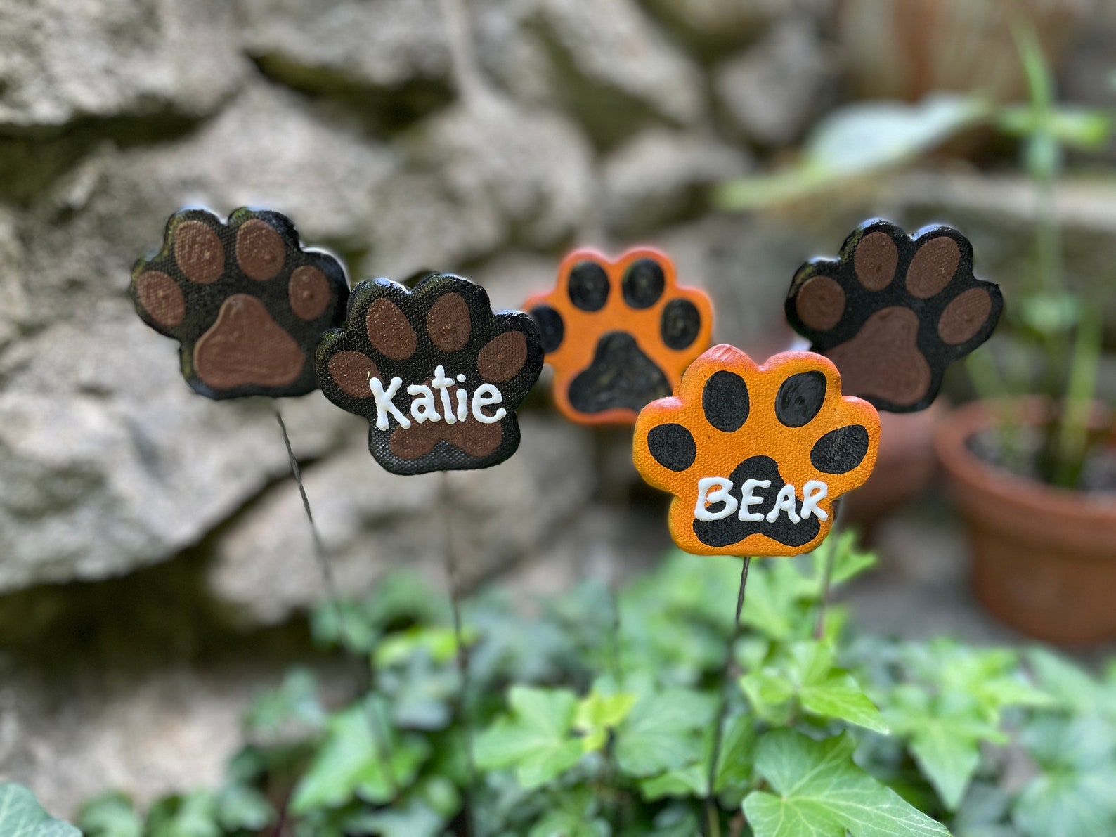 Paw Print Pet Memorial Garden Stake Cat Dog Memorial Garden Etsy
