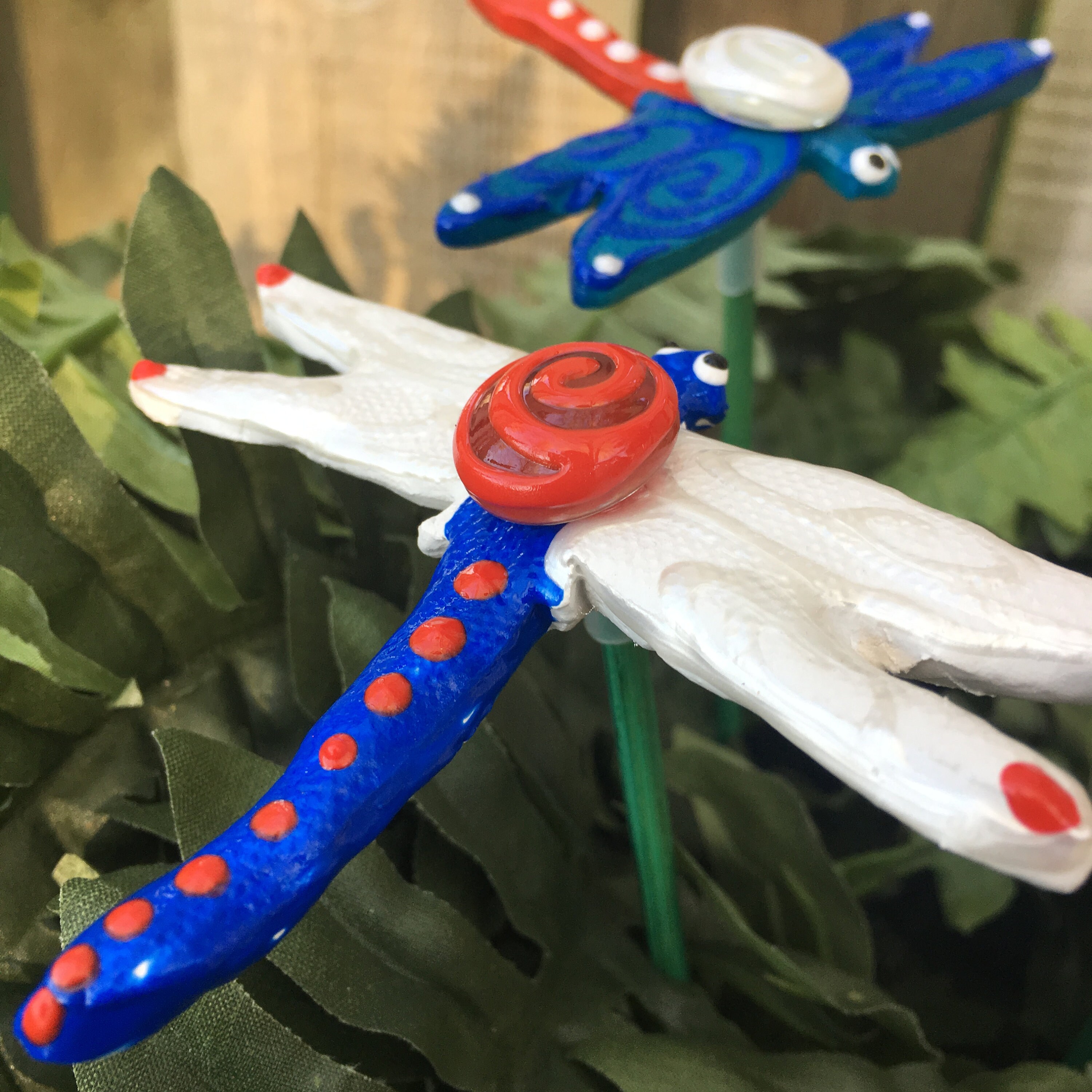 3 Ceramic Dragonfly Garden Stakes, Garden Stakes,Potted plants, Great