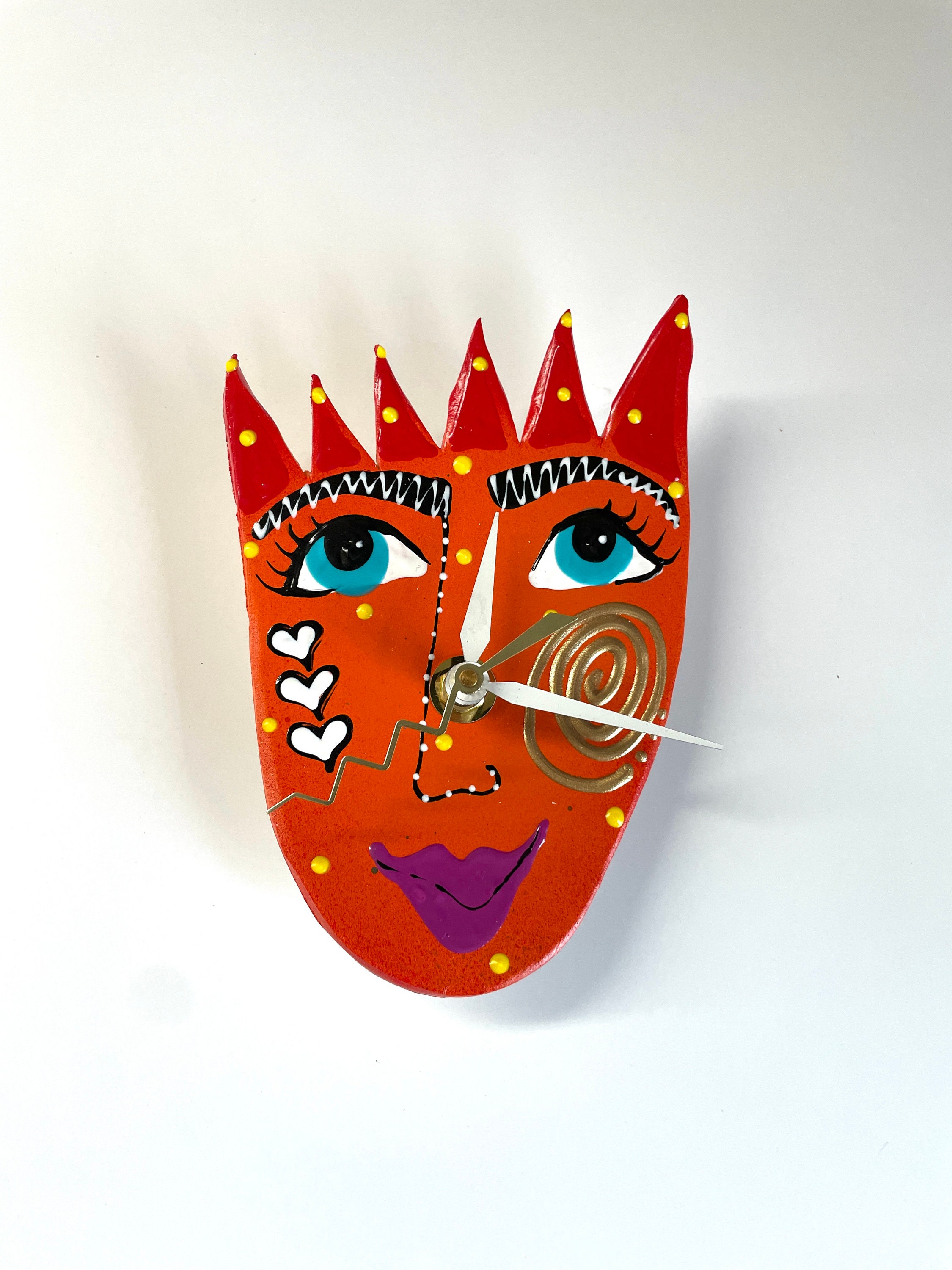 Unique Face Wall Clock Wall Art Wall Sculpture Wall Decor Hand Painted