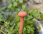 Fairy Garden Worms,Water Sensor Worms for your Garden or planters,8&#39;&#39; Ceramic Worms Happy Garden Plant Worms-Garden Worm Plant Worm