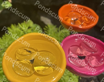 Set Of Three Bee Watering Station,Butterfly Puddler,Garden Art,Gift For Her,Poppy Flower,Garden Sculpture,Insect Drinking Cups