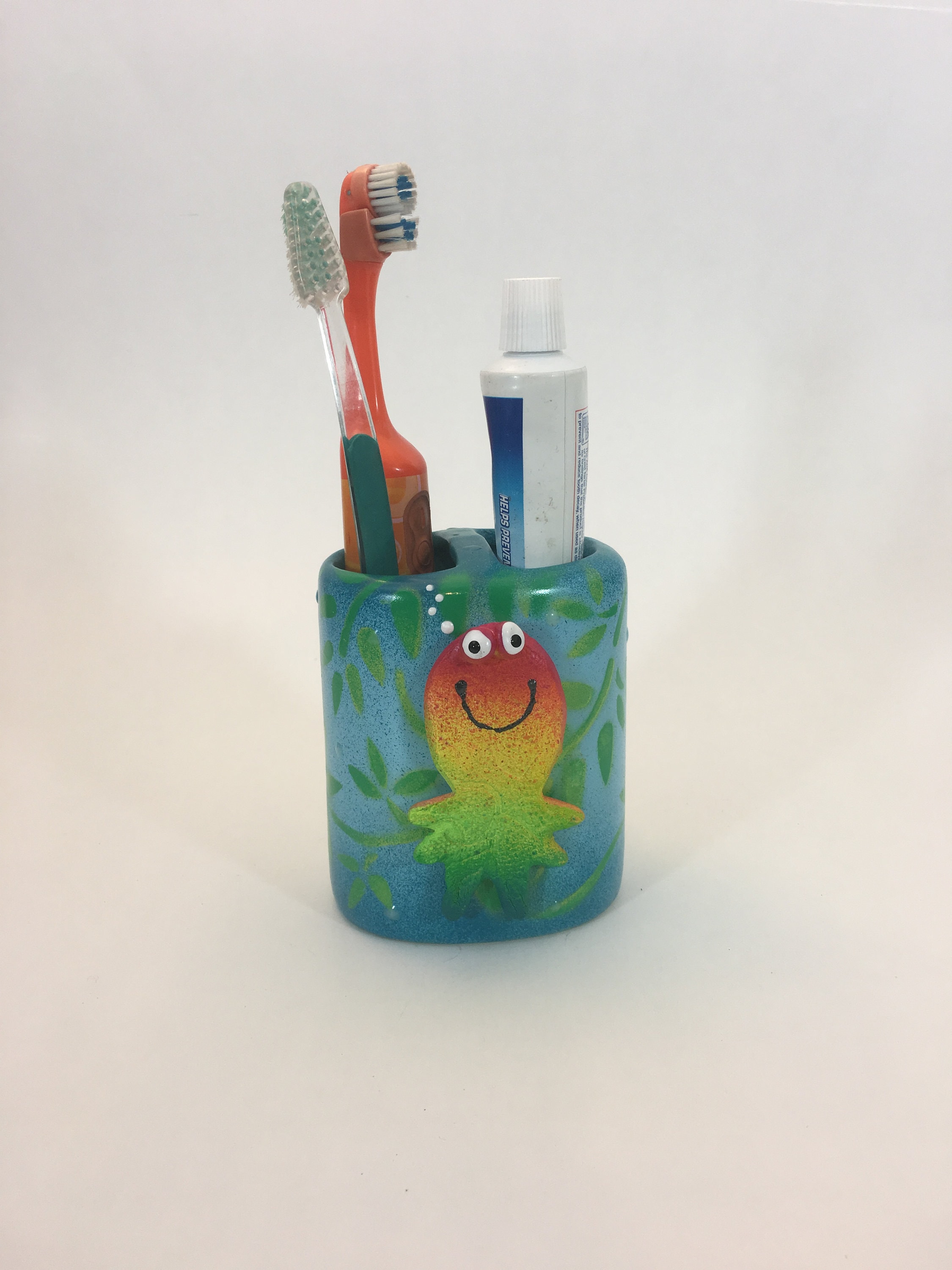 Ceramic Toothbrush Holder, Pen Holder, Beach Theme, Underwater Fish