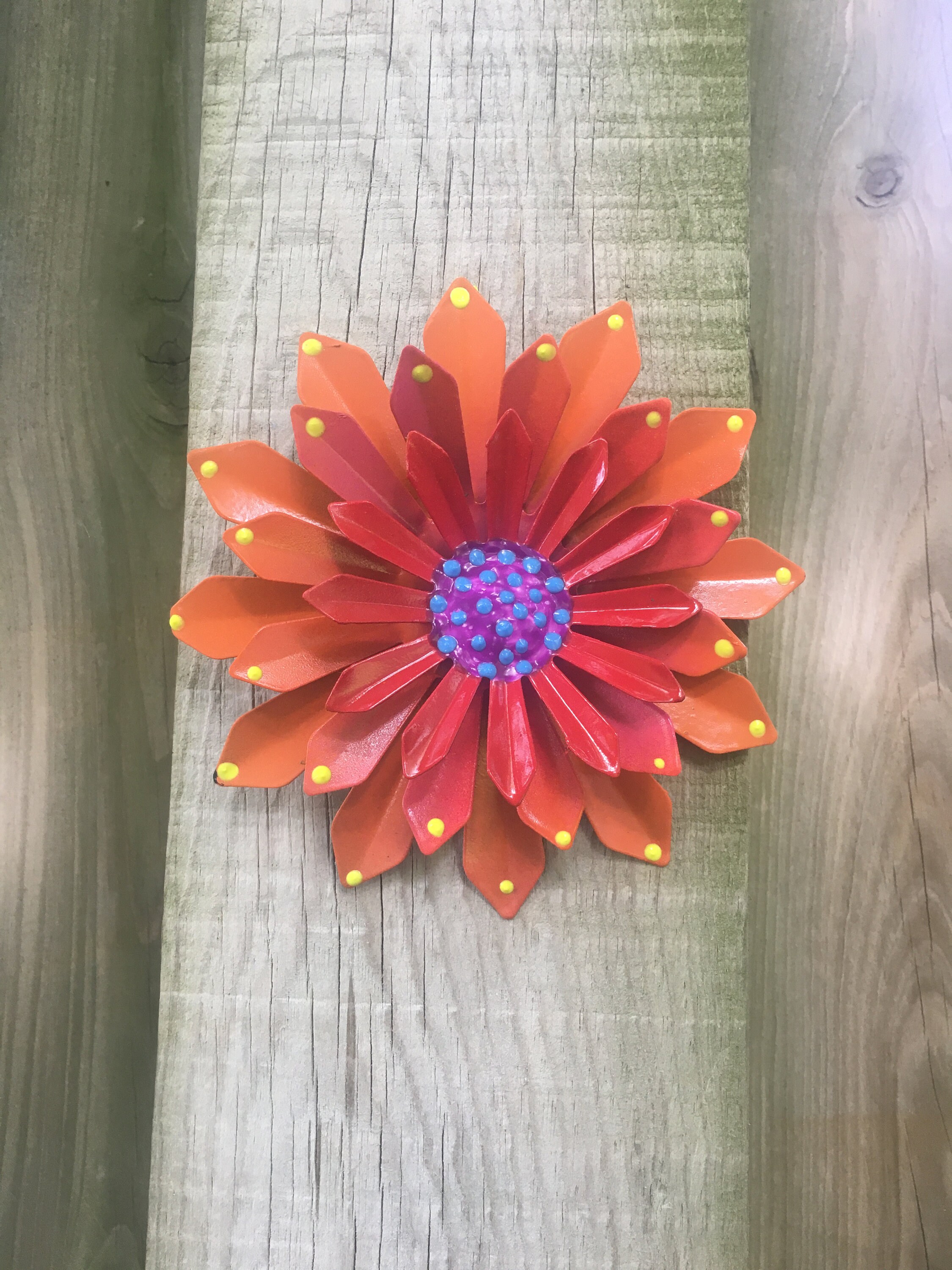 Metal Flower,Orange Fence Flower,Fence Decoration,Patio DecorYard art