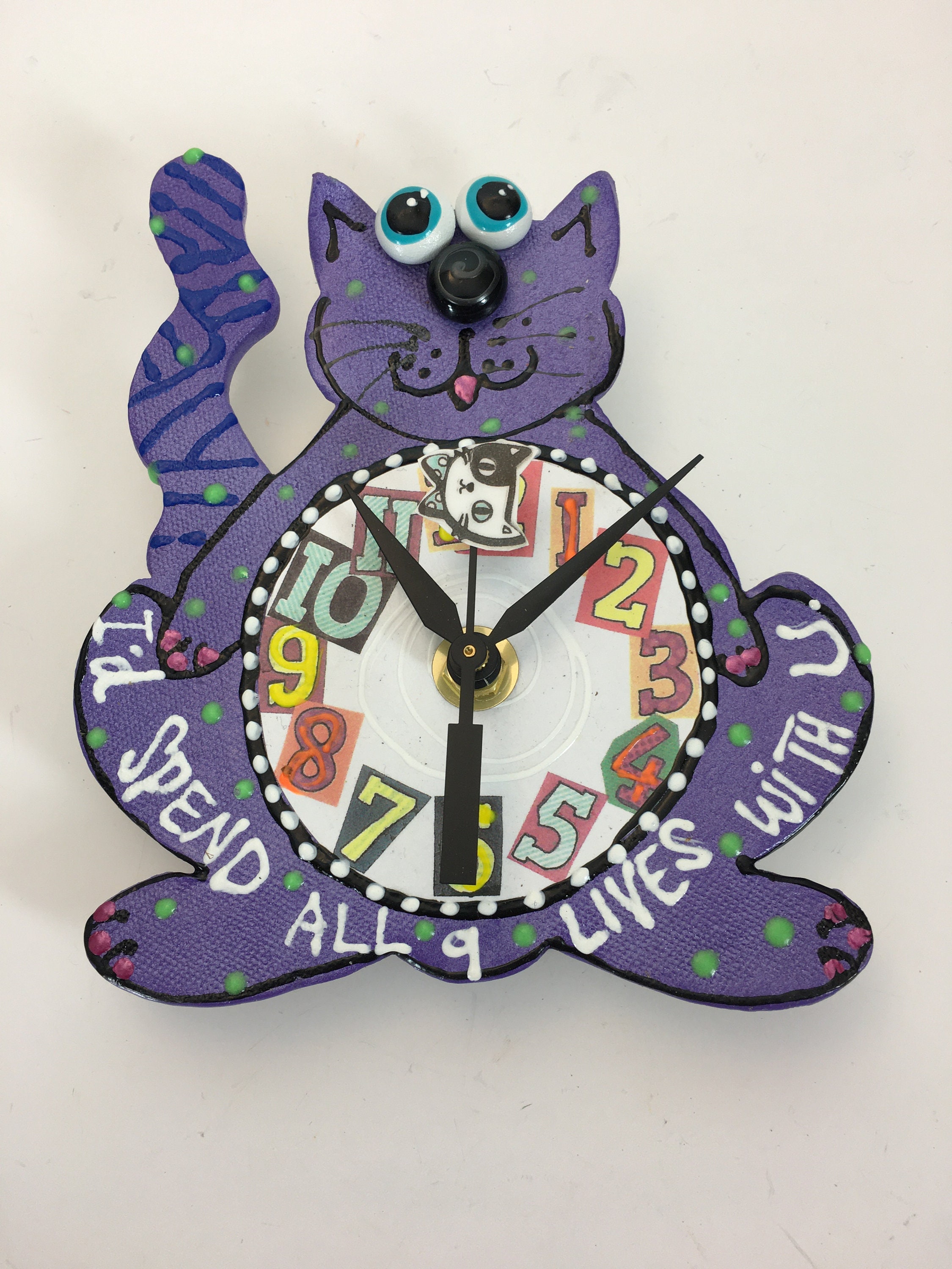 Kitty Clock,Cat Lover Gift,Cat Wall Clock,KIDS Clock,Kit Cat Clock