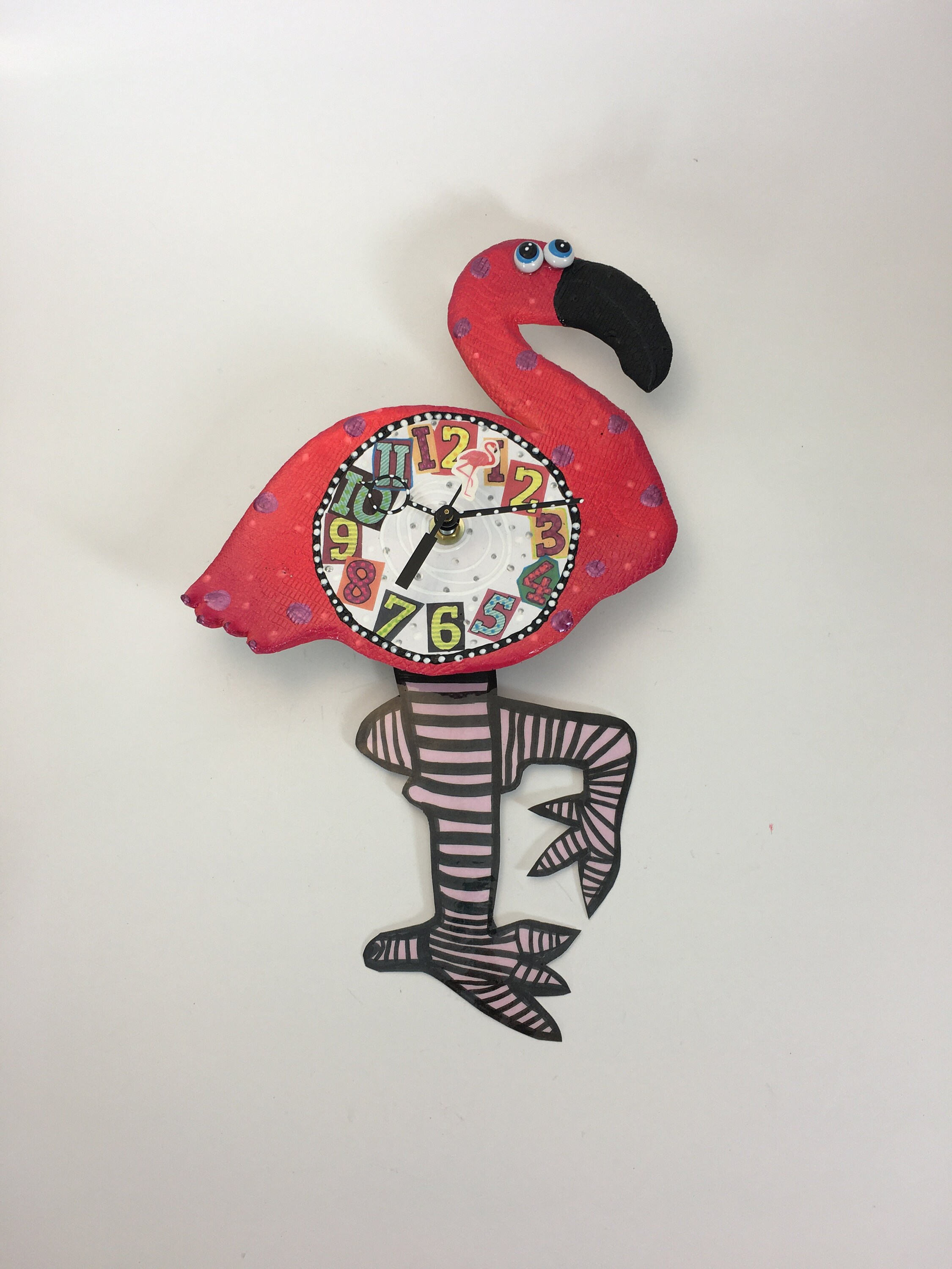 Flamingo Wall Clock with Pendulum,Flamingo Home decor,Tropical decor