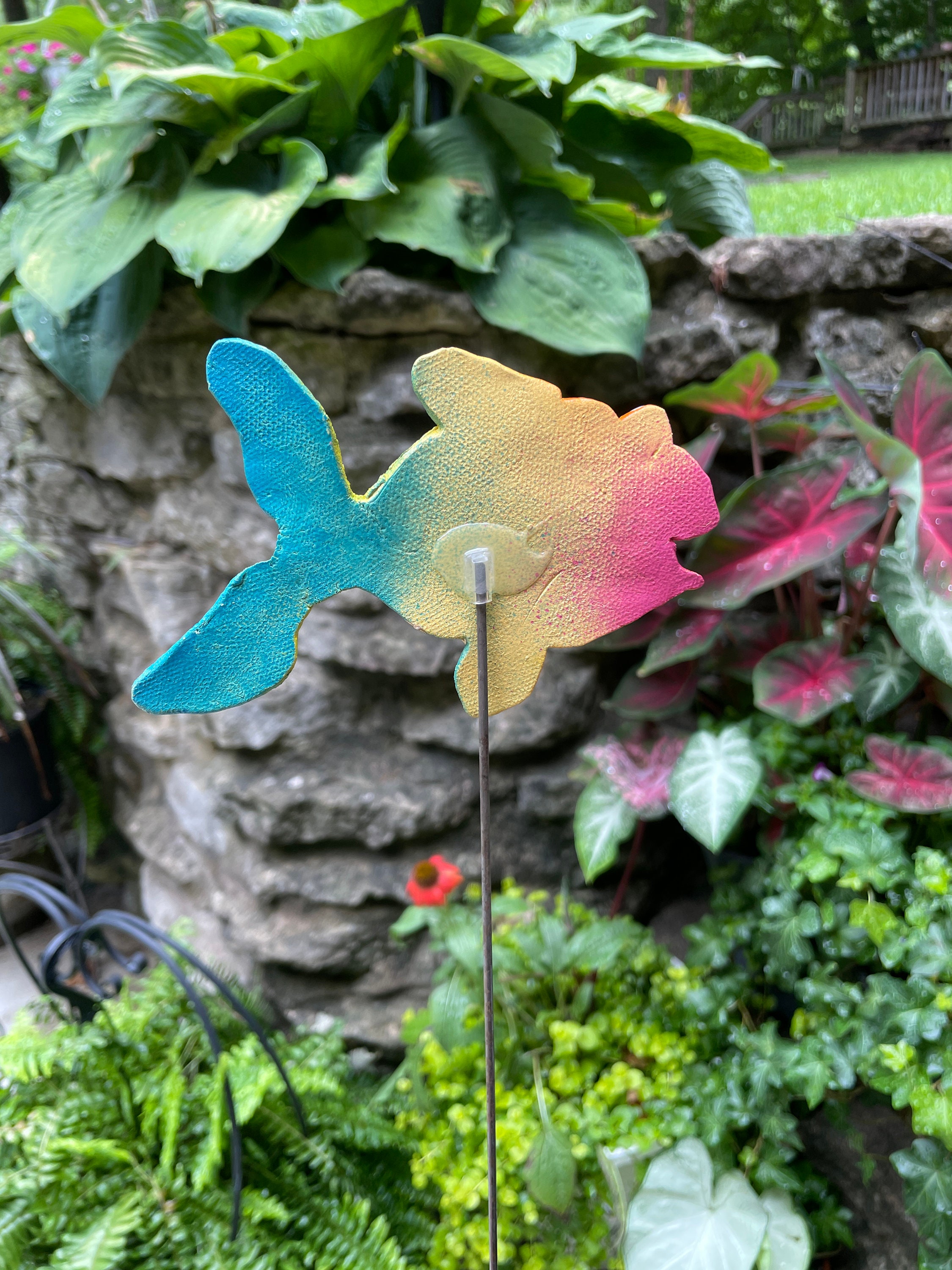 Buy Ceramic Rainbow Fish Garden Stake ,potted Plants, Great Gift,lawn Decor,outdoor  Garden Sculpture,garden Decor,beach Decor,yard Art Online in India 