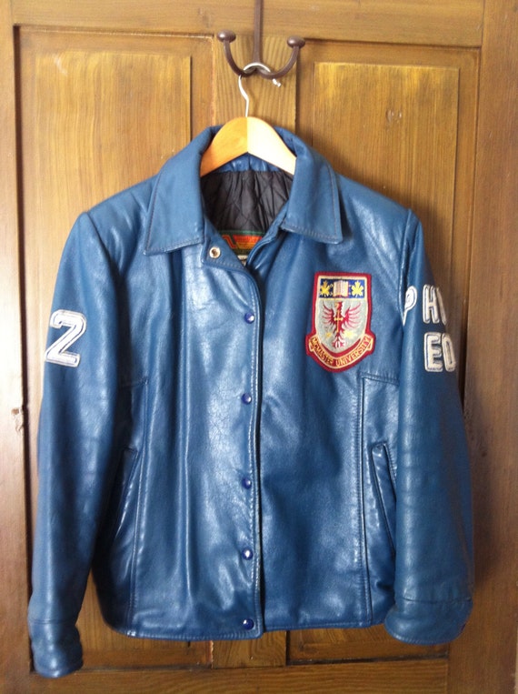 1990s Unisex Leather Canadian University Jacket
