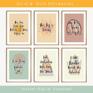 Set of 6 Birth Affirmation Prints Digital Download