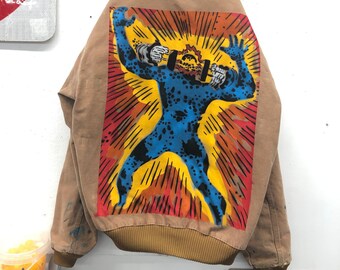 Meet Thy Doom hand painted Carhartt winter jacket| streetwear/ custom jacket/ hand painted denim/ custom carhartt/ doom art/ silver surfer