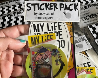 STICKER 13 PACK |by mowgli holographic stickers/ laptop sticker pack/ stickerpacks/ street art sticker/ romance comic decal/ pop art sticker