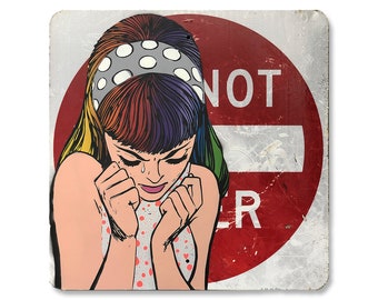 not her - 11" x 17" Limited Edition Print | romance comic print/ sad girl poster/ street sign poster/ rainbow art/ do not enter sign print