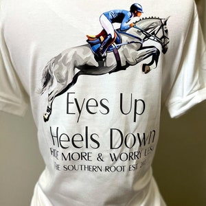 Womens T Shirt | Graphic Tee For Women | Show Jumper | V Neck | Casual Top | Jumpers Shirt | Riding Top | Cuffed Sleeve | Equestrian Top