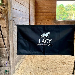 Custom Horse Stall Guard – 12x12 Vinyl Design – 41” D-Ring Width – Equestrian Decor