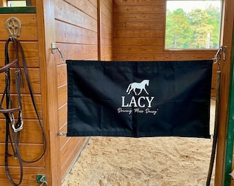 Custom Monogrammed Horse Stall Guard for Show Barn Decor and Luxury Stable Organization