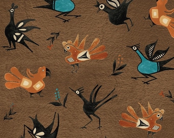 Native brown birds, "Trading Post" line of fabric.