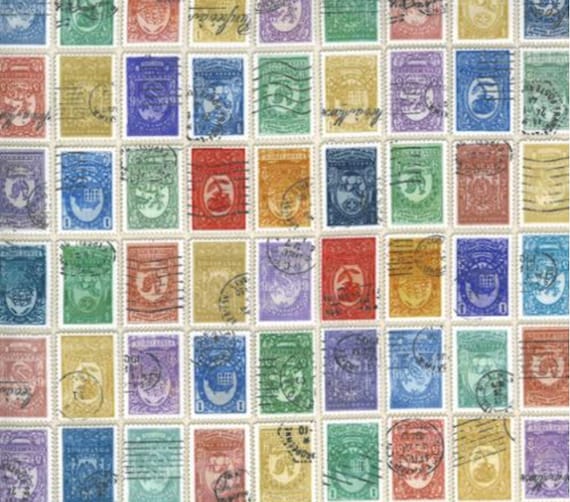 Flea Market Moxie fabric in a postage stamp design.