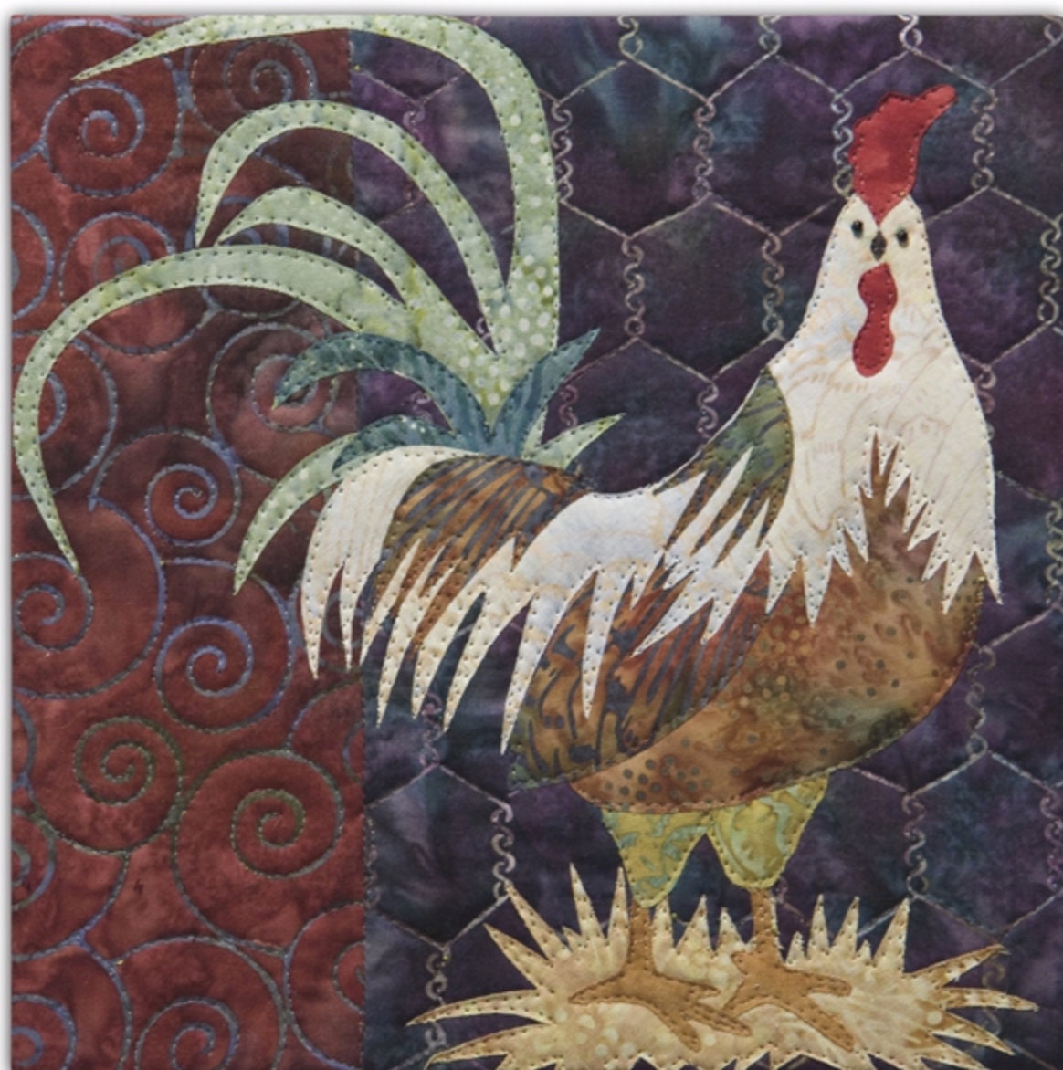 Abstract Chicken rooster Foundation Paper Pieced Quilt Pattern Block From  the Abstract Animals Series 