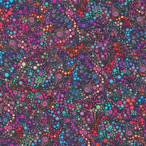 A cool effervescence digital fabric with a multitude of colors and dots.