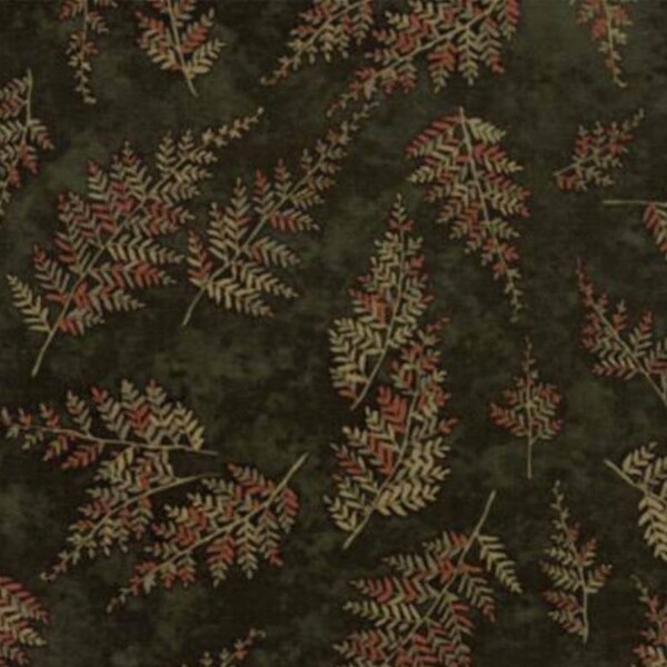 Holly Taylor cotton in a dark green with fern design.  Part of the Autumn Reflections line for Moda.