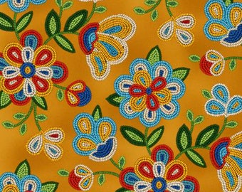 Moose hide color beadwork fabric.
